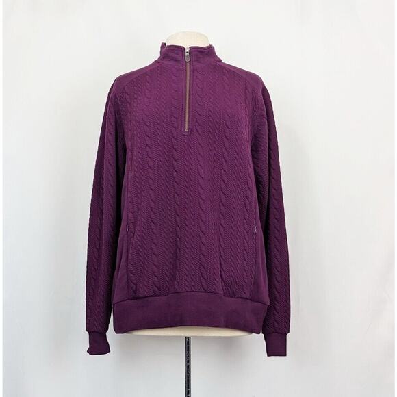 Orvis Pullover Top Purple 1/4 Zip Mock Neck Jacket Pockets Misses Size L - Picture 1 of 7
